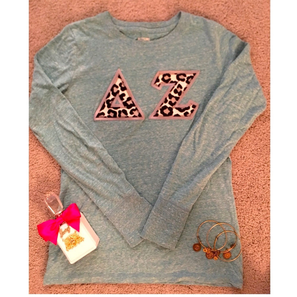 Blue Longsleeve Delta Zeta Letters